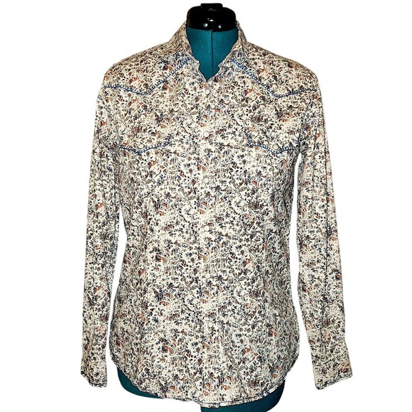 Vintage Panhandle Slim Floral Paisley Western Shirt with Pearl Snaps Size M - Picture 1 of 7